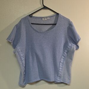 Cato Light Blue Crop Top with Lace Detail #185